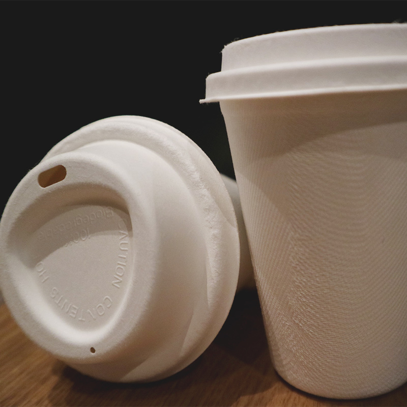 Coffee Cups With Lids, FDA Approved Sugarcane Bagasse Compostable Lids 12oz/ 8oz