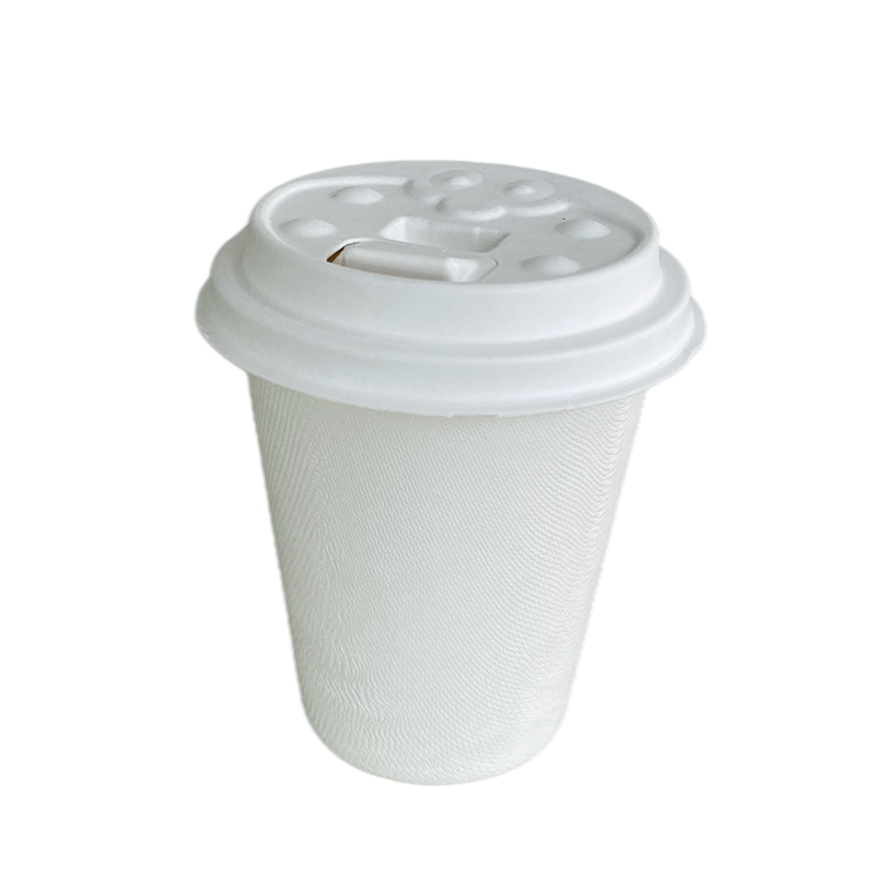 Coffee Cups With Lids, FDA Approved Sugarcane Bagasse Compostable Lids 12oz/ 8oz
