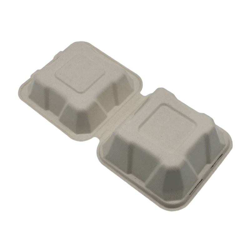 Single Compartment Compostable Clamshell Packaging Sugarcane Boxes