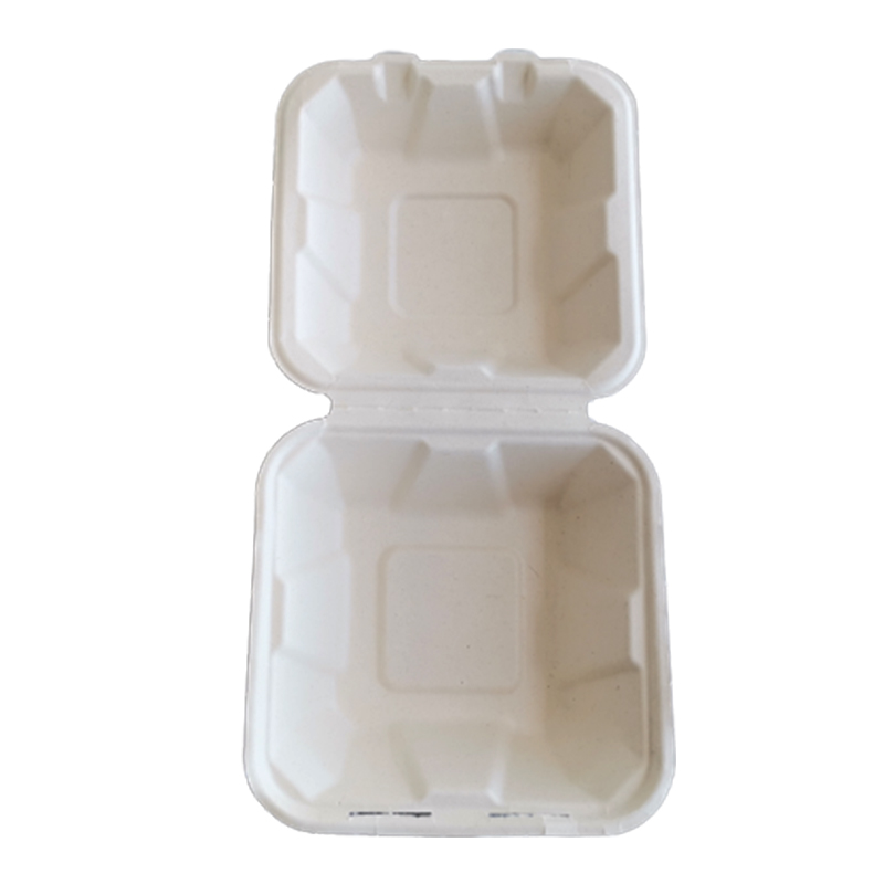 Single Compartment Compostable Clamshell Packaging Sugarcane Boxes