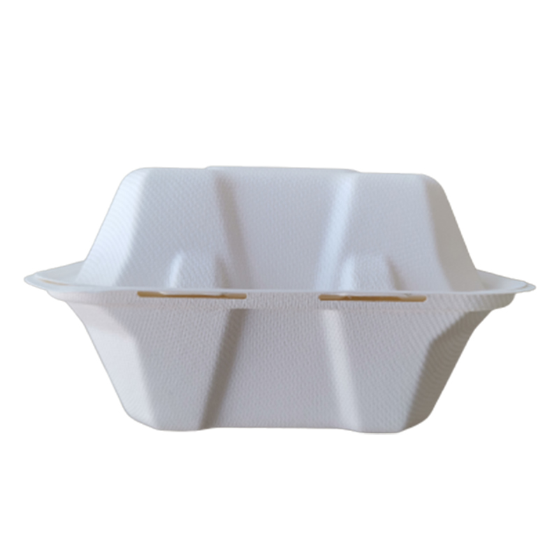 Single Compartment Compostable Clamshell Packaging Sugarcane Boxes