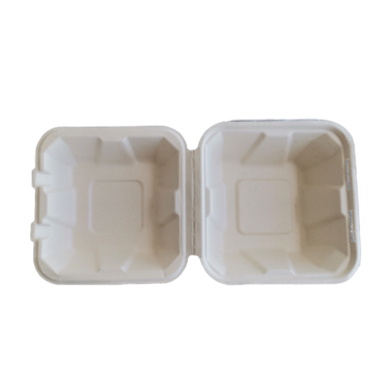 Single Compartment Compostable Clamshell Packaging Sugarcane Boxes
