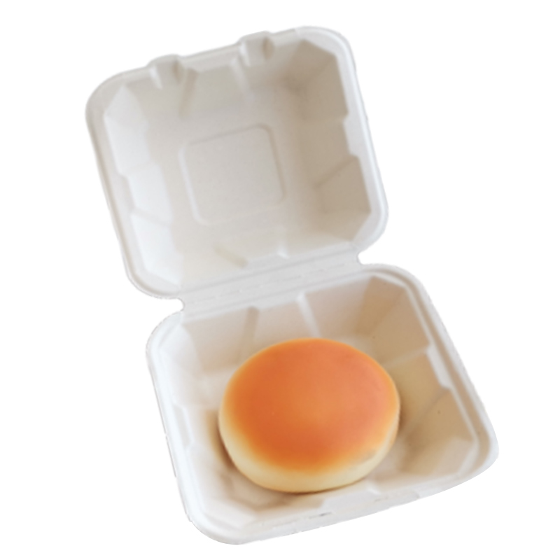 Single Compartment Compostable Clamshell Packaging Sugarcane Boxes