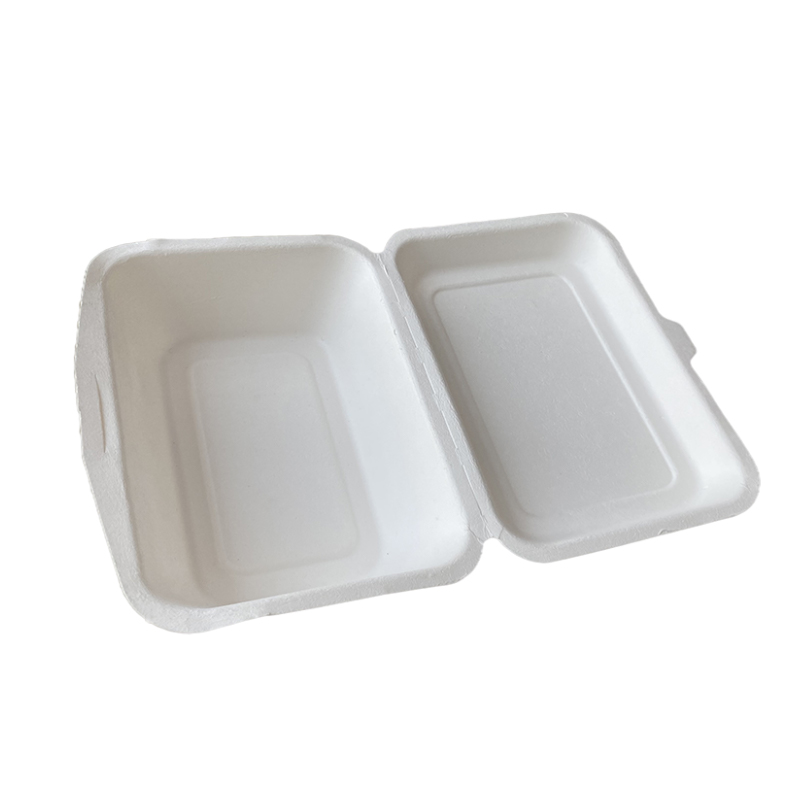 Take Out Food Container Sugarcane Bagasse  7*5 Inch Compostable Clamshell Wrap 