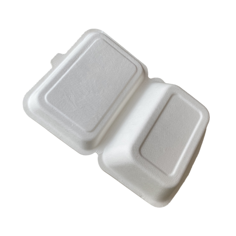 Take Out Food Container Sugarcane Bagasse  7*5 Inch Compostable Clamshell Wrap 