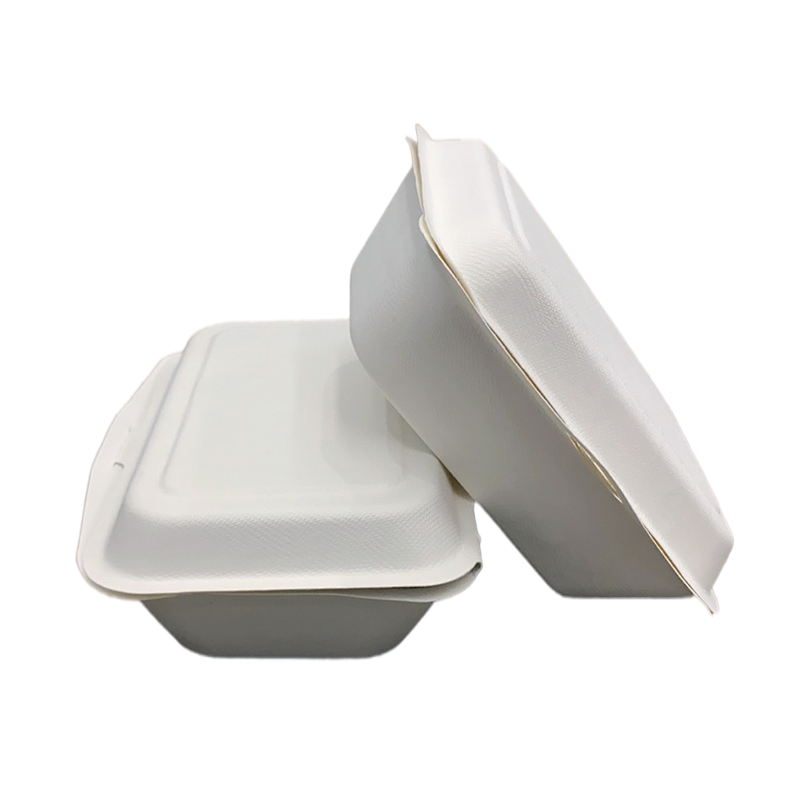 Take Out Food Container Sugarcane Bagasse  7*5 Inch Compostable Clamshell Wrap 