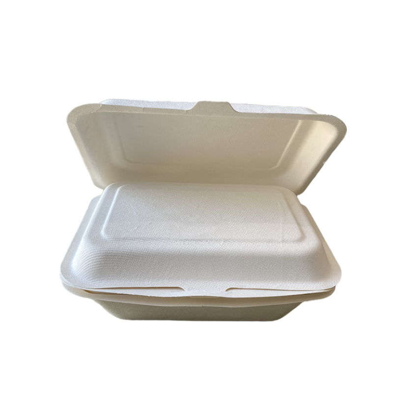 Take Out Food Container Sugarcane Bagasse  7*5 Inch Compostable Clamshell Wrap 