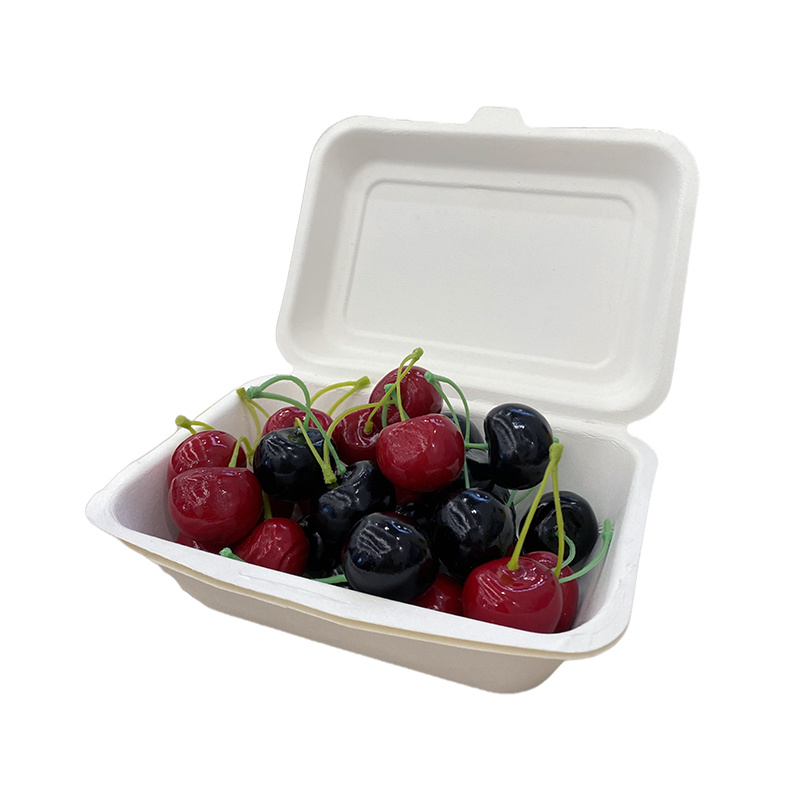 Sugarcane Bagasse  7*5 Inch Compostable Clamshell Wrap Take Out Food Container