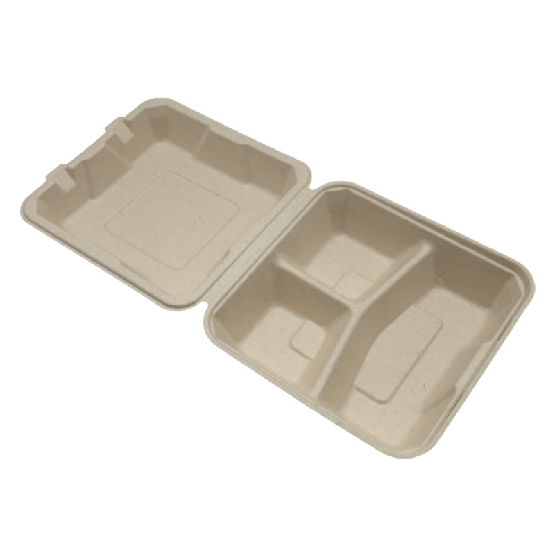 Disposable Bio Sugarcane Bagasse 3 Compartment Food Container