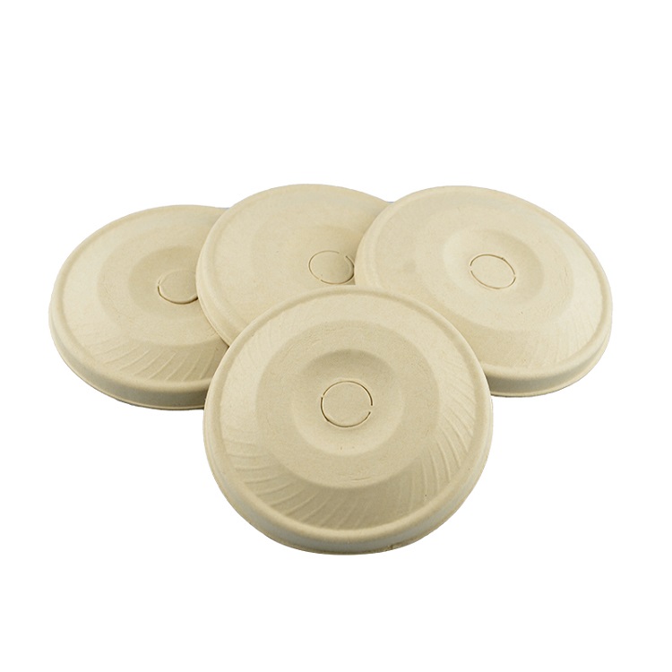 Flat Lid For Cups Bagasse Pulp Paper Coffee Cup Lids Manufacturer