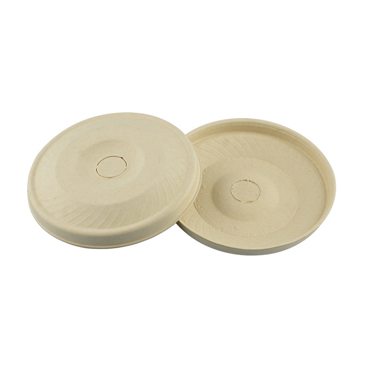 Flat Lid For Cups Bagasse Pulp Paper Coffee Cup Lids Manufacturer