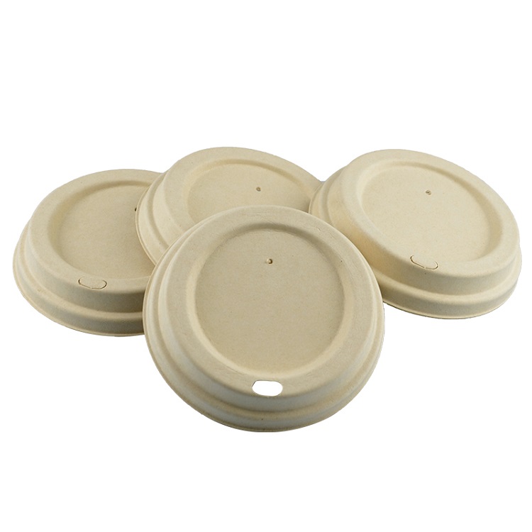 Paper Cup Lids For Hot Coffee Cup, Bagasse Biodegradable Disposable Lids