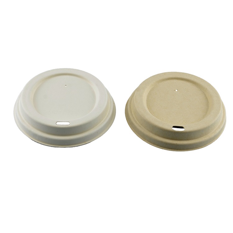 Paper Cup Lids For Hot Coffee Cup, Bagasse Biodegradable Disposable Lids