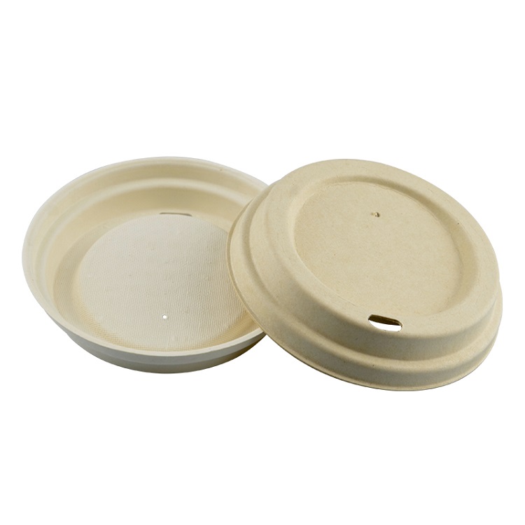 Paper Cup Lids For Hot Coffee Cup, Bagasse Biodegradable Disposable Lids